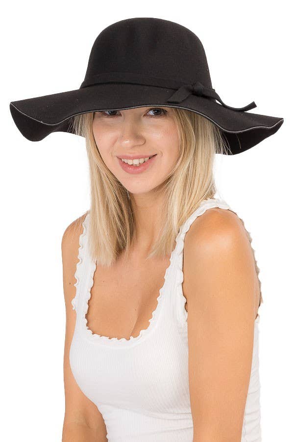 Cap Zone - Wholesale Fedora - Women's - Floppy Sun Hat with Bowknot Wide Brim Felt Hat14