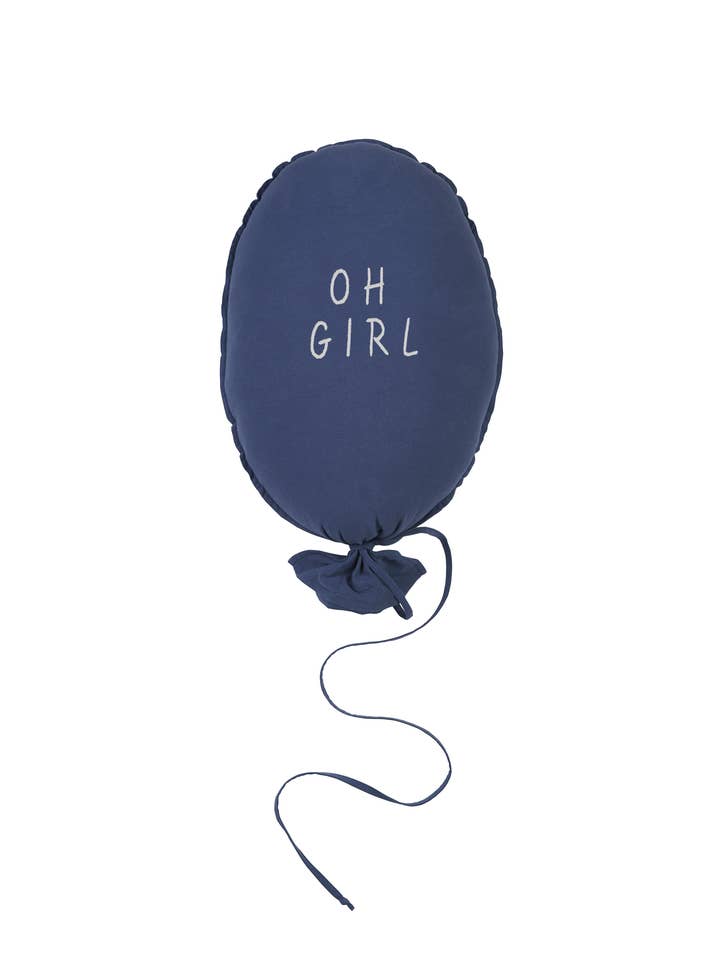 BALLOON PILLOW DARK BLUE OH GIRL ECRU for wholesale by Malomi Kids