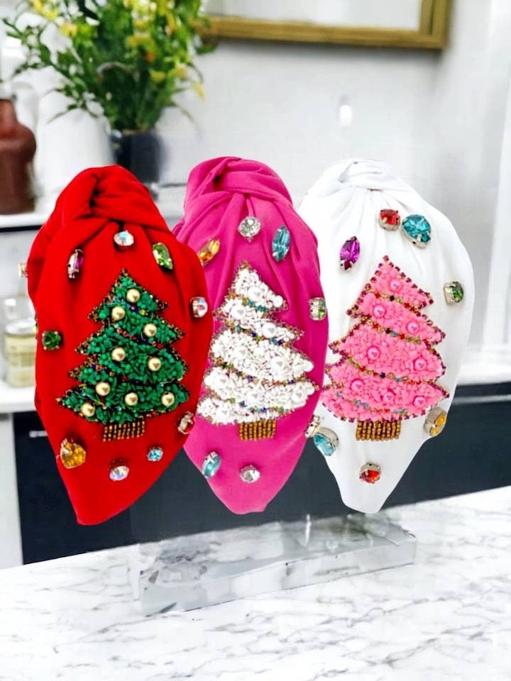 Christmas Tree Ornament Headband - Crystal Beaded for wholesale by Social Grace & Company