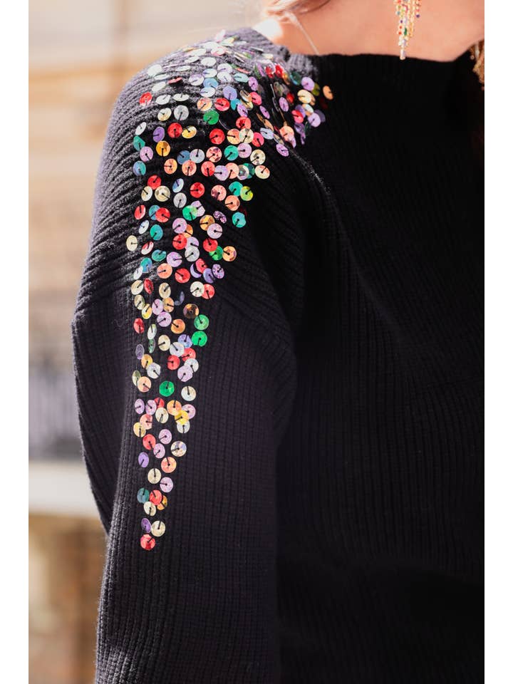 Black Party Favor Sequin Sweater for wholesale on Faire5