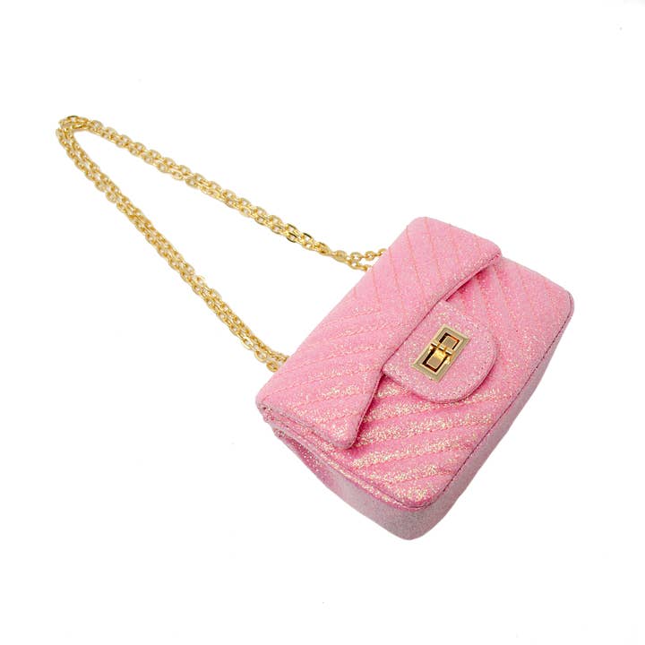 Pink Classic Glitter Wave Handbag for wholesale on Faire