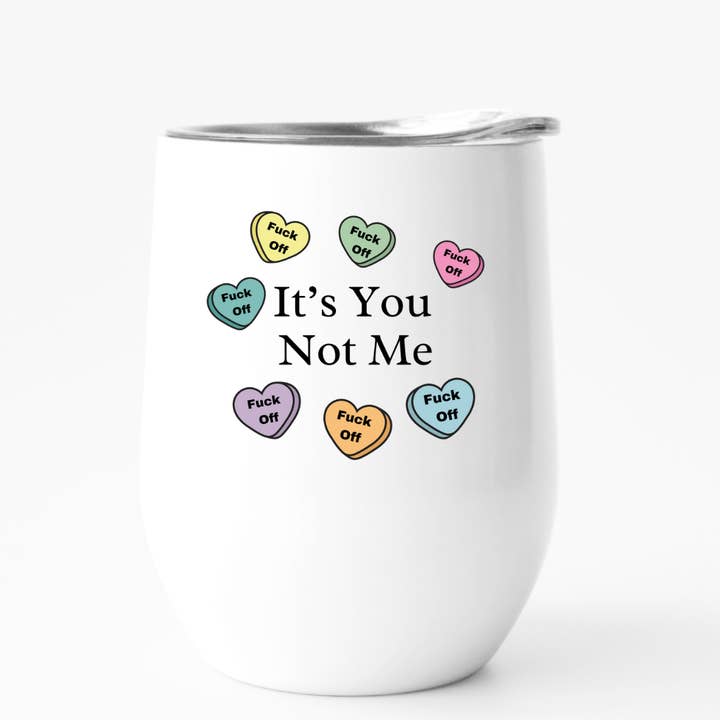 Fbombs & Booze - Wholesale Insulated Mug/Tumbler - Funny Valentine's Day Gift, Candy Heart, Galentine Tumbler1