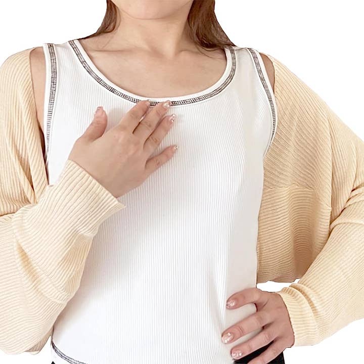 Fennco Styles – Engroshandel Cardigan - Dame – Ribstrikket cardigan bolero shrug26