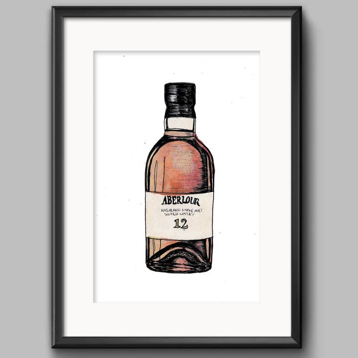 Aberlour Whisky Bottle Print for wholesale by Sarah Leask Studio