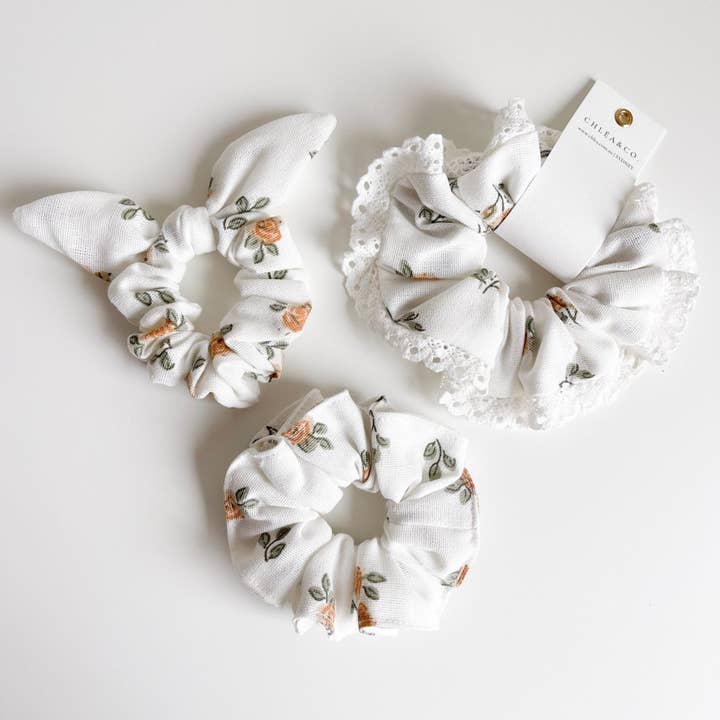 Orange Field Scrunchies for wholesale by Chlea & Co.