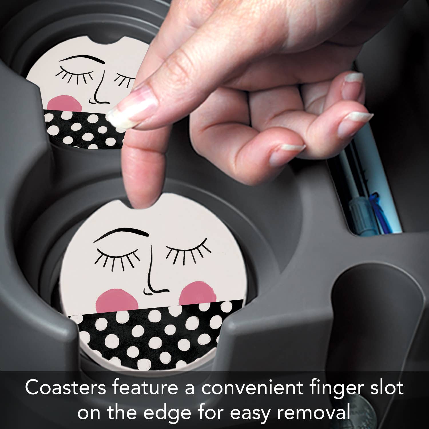 Conimar Promotions - Wholesale Coasters - "Wink" Stone Car Coaster  BULK NO PACKAGING 2