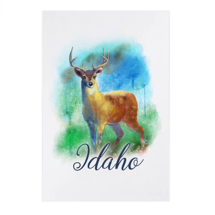 TARJETAS POSTALES PREMIUM Idaho, ciervo, acuarela para venta al por mayor de Lantern Press