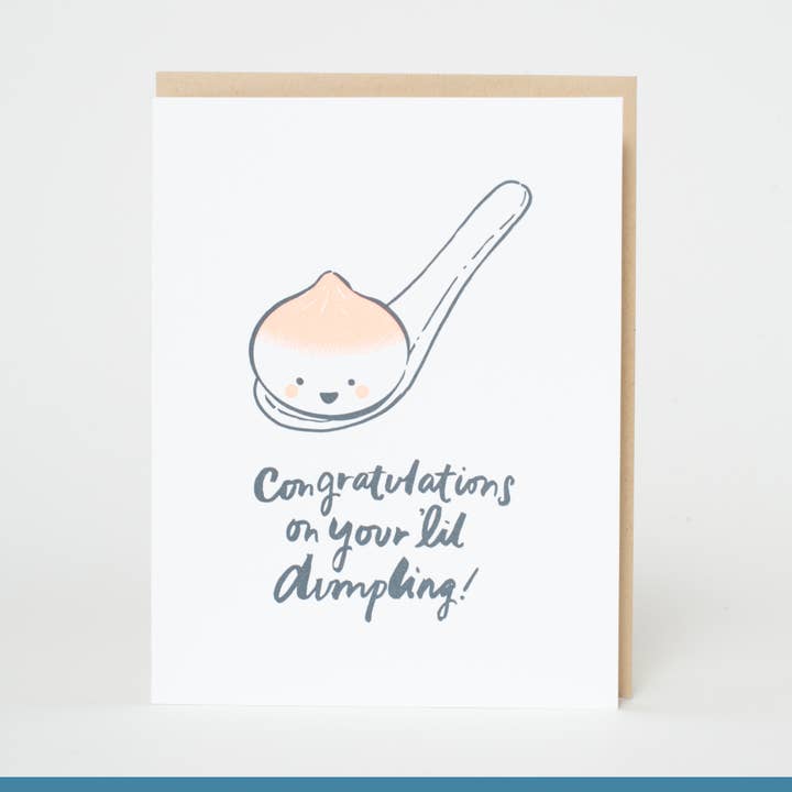 Baby Congrats Lil' Dumpling Letterpress Greeting Card by Hello! Lucky for wholesale by Egg Press Manufacturing