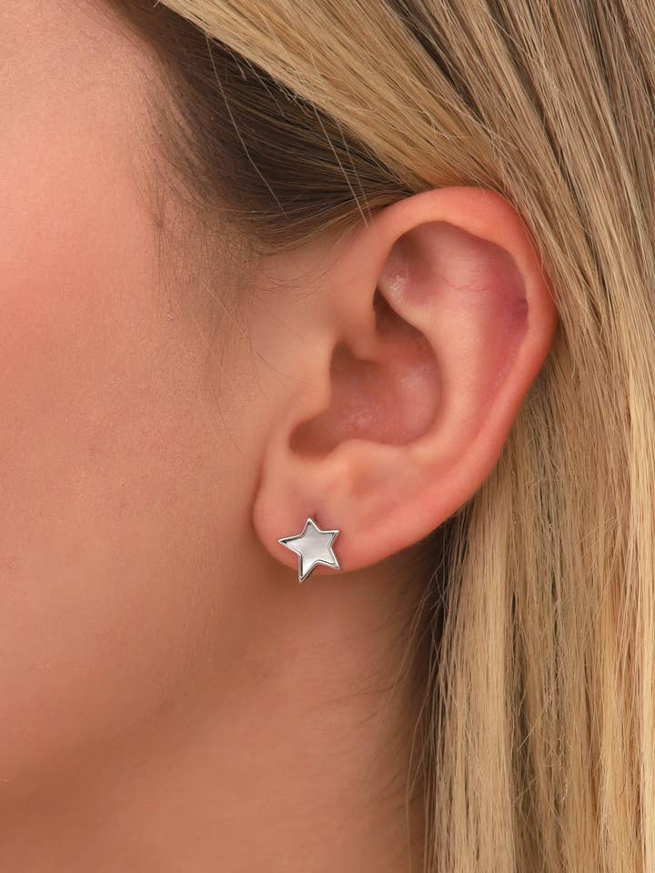 Sterling Silver Space Star Minimal Elegant Earrings for wholesale by AVENS