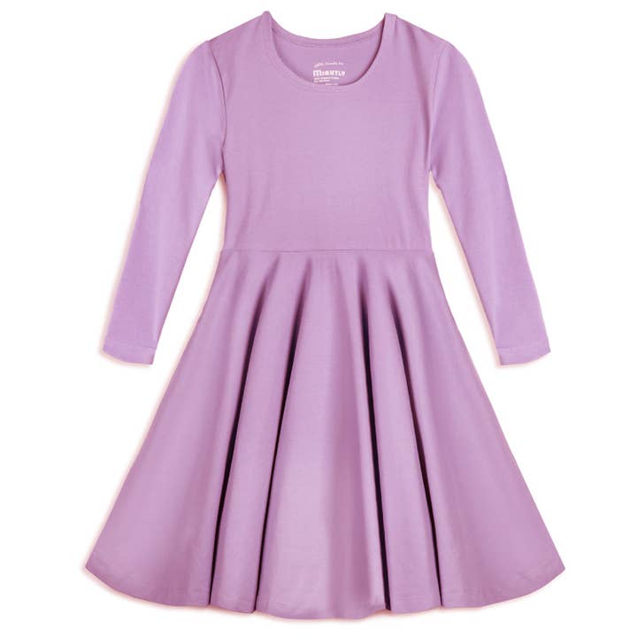 Mightly - Wholesale Dress - Kids - Organic Cotton 3/4 Sleeve Twirl Design: Core Colors4