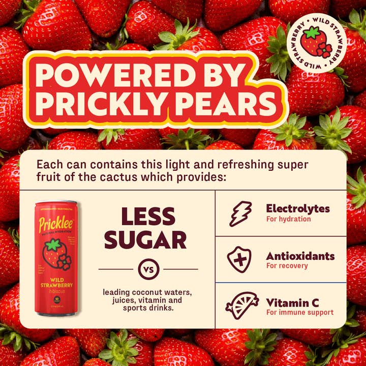 Pricklee Natural Hydration - Wholesale Flavored/Infused Water (Non-Carbonated) - Pricklee Natural Hydration - Wild Strawberry (12-pack)3
