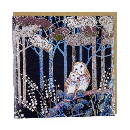 Biglietto di Auguri con Gufi su Ramo di Penny Gaj in Rilievo per la vendita all'ingrosso da parte di Hooli Mooli