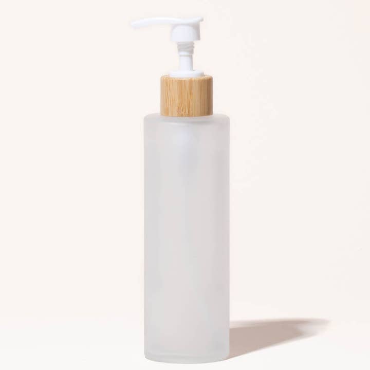 makesy - Wholesale Body Cream/Lotion - 6.7 oz / 200 ml frosted glass & bamboo lotion bottle