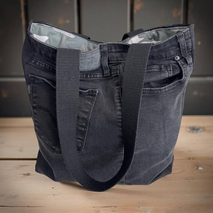 Levi's Upcycled Black Denim Tote Bag – camo for wholesale by Indigo Bags