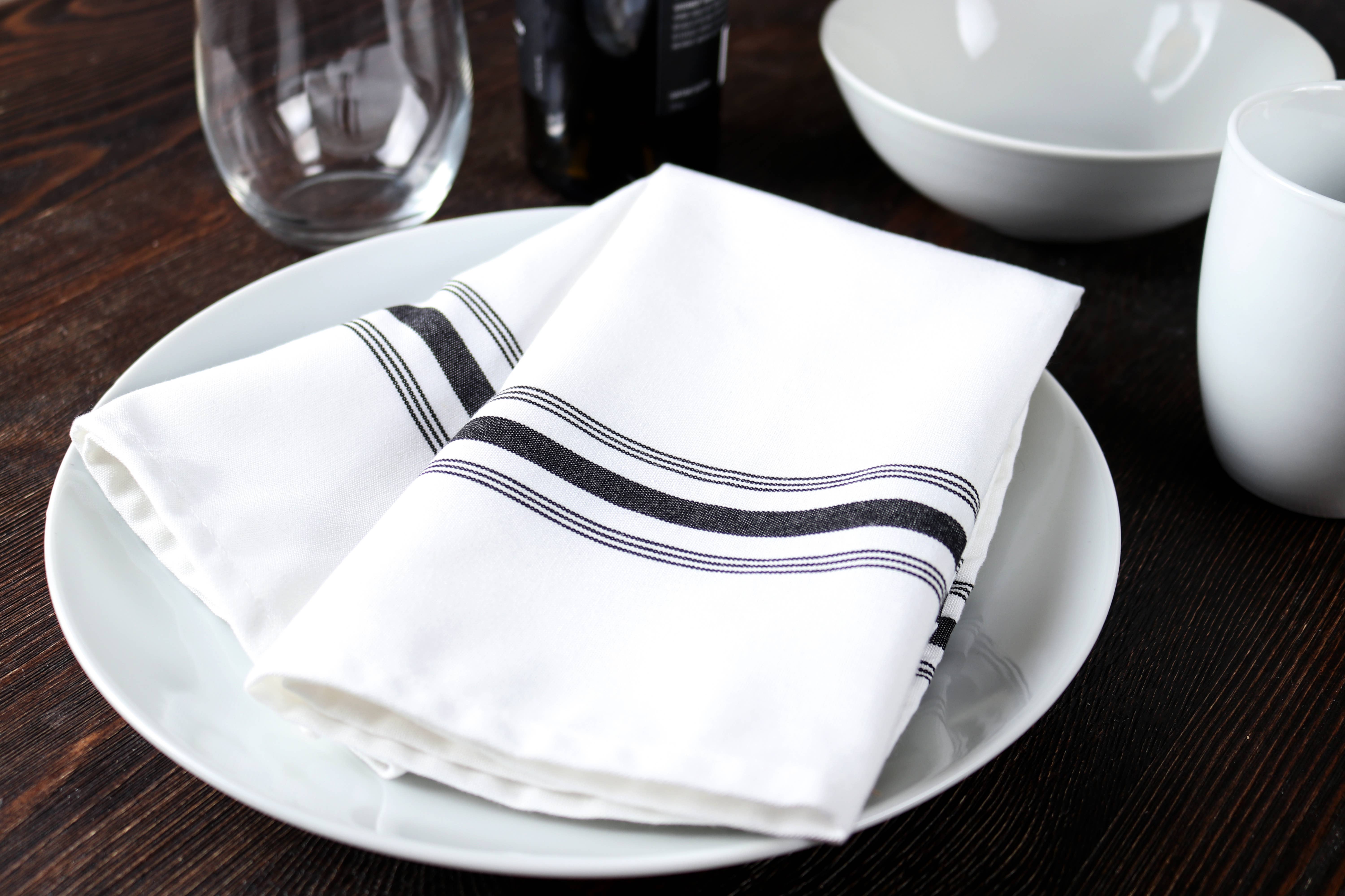 Arkwright Home - Wholesale Dinner & Cloth Napkin - Striped Bistro Napkins (12pk) - Spun Polyester, Colors,18x223