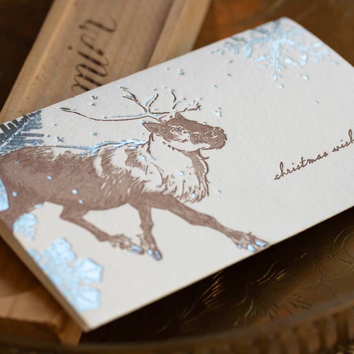 Christmas Wishes Menagerie Handmade Paper Letterpress Card for wholesale by Oblation Papers & Press