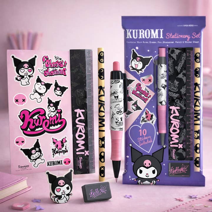 Sanrio Kuromi - 6-piece stationery set for wholesale by Mad Monkey GmbH