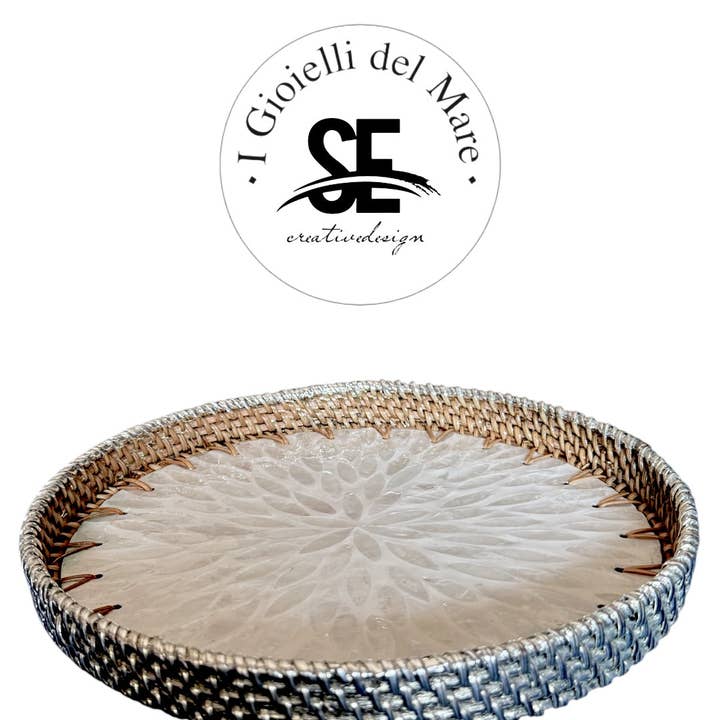 Vare nr. 21214 Rundt sæt af tre i rattan med indvendig perlemor for engroshandel hos I Gioielli del Mare di Salvatore Esposito