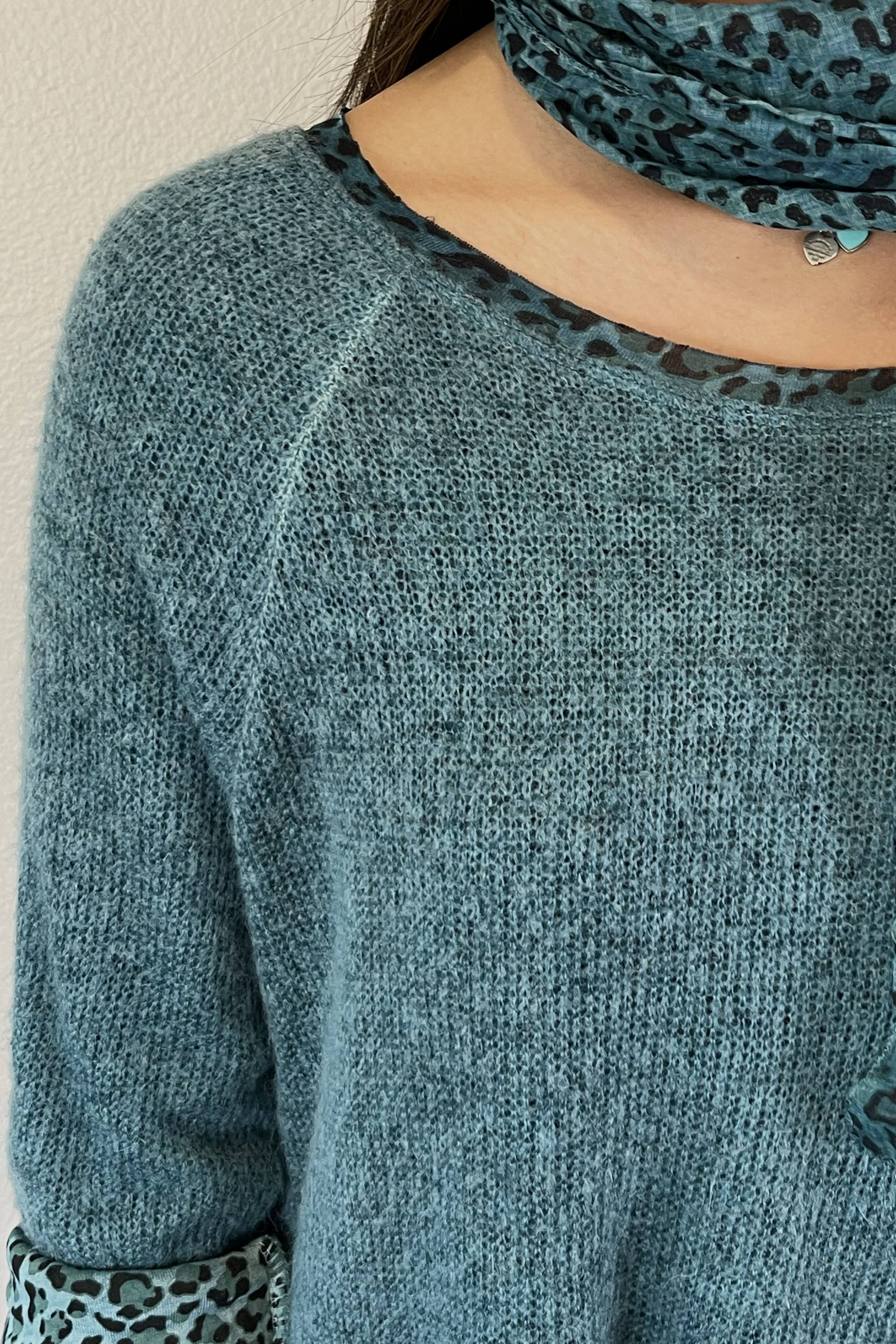 Ambiente - Wholesale Knit Sweater - Women's - WASHED VISCOSE BLENDED MOHAIR SWEATER-T2309EL186219