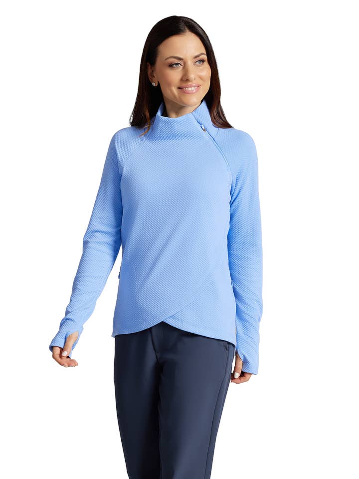 IBKÜL - Wholesale Sweatshirt - Women's - Solid Popcorn Stitch Asymmetrical Zip Pullover 2.022