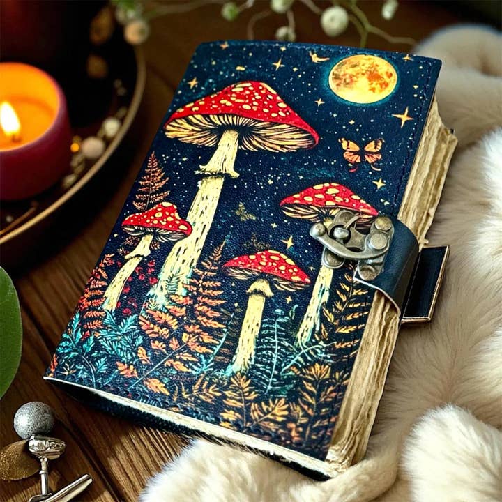 MNM HANDICRAFTS - Wholesale Journal/diary - Mushroom Leather Grimoire Journal Spell Book of Shadows1