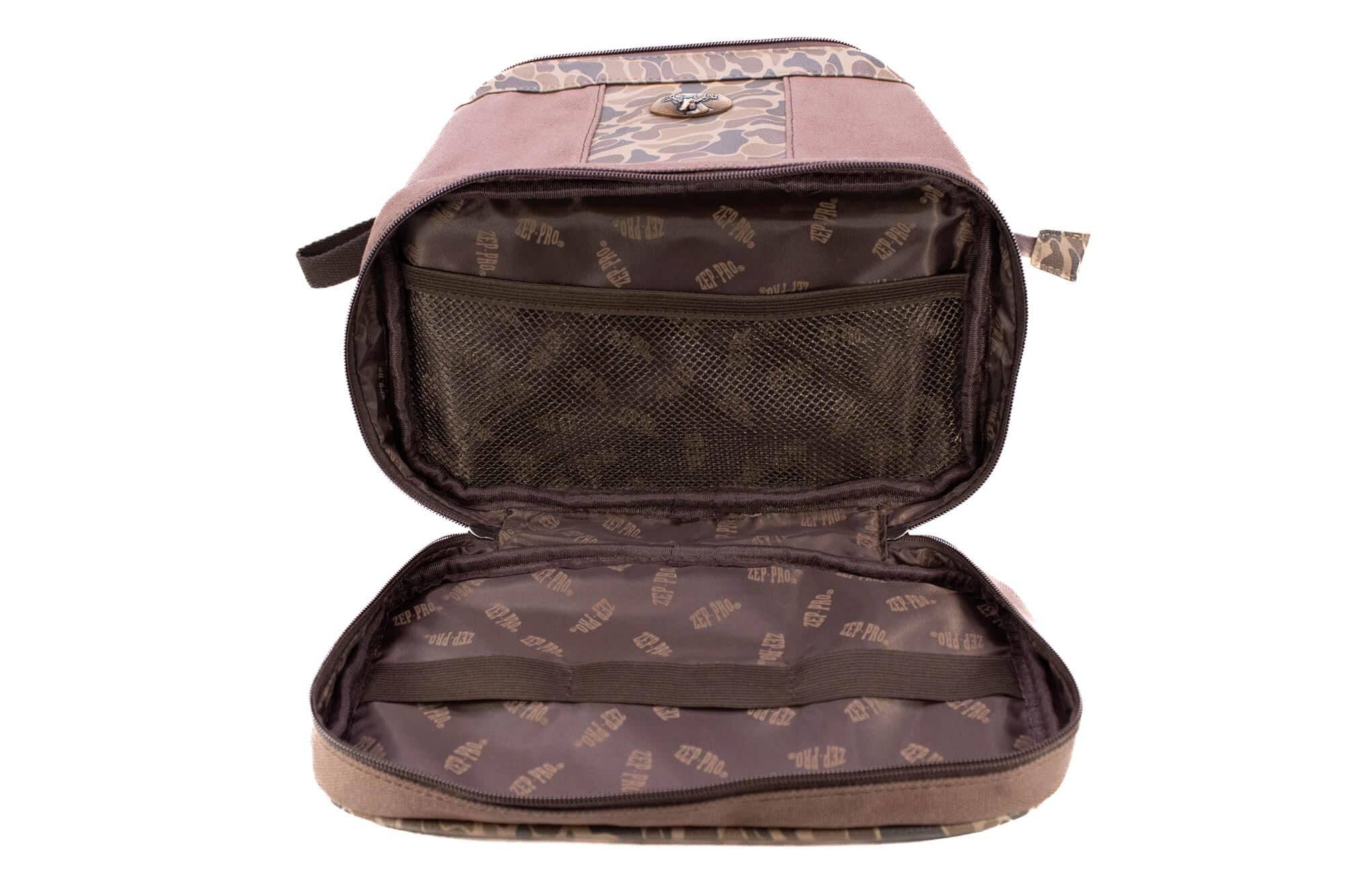 Buck Brown Waxed Canvas Old School Camo Men's Toiletry Dopp Bag. for wholesale on Faire3