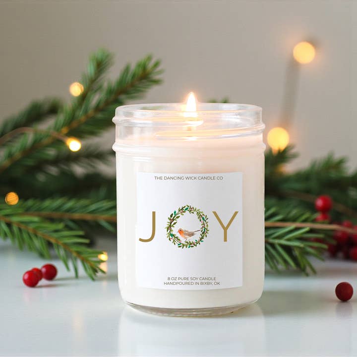 THE DANCING WICK CANDLES - Wholesale Jar/Filled Candle - JOY Christmas Candle | Holiday Soy Candle Gift4