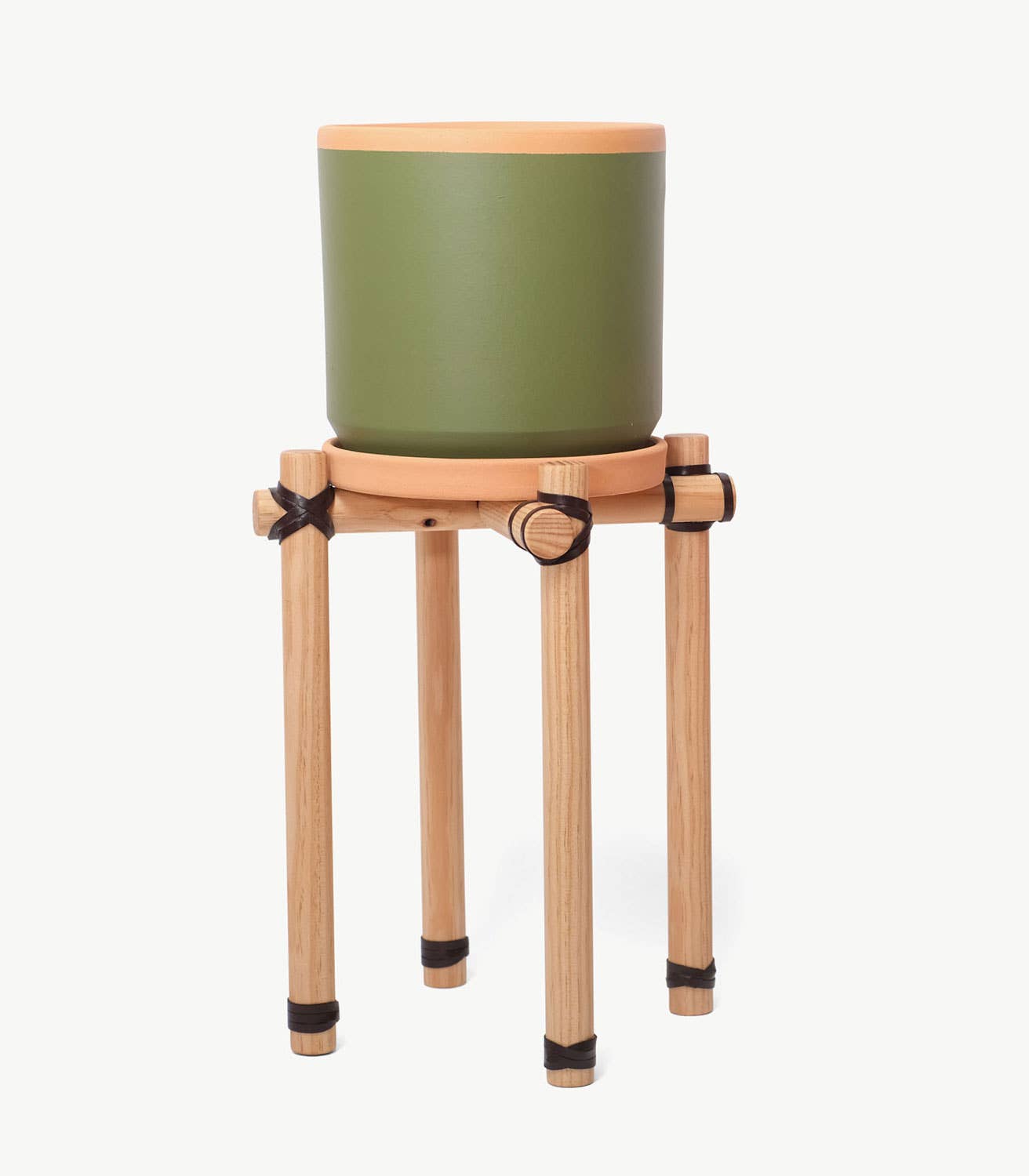 Casa Atlântica - Wholesale Plant Pot Stand - Wood and leather plant pot holder M2