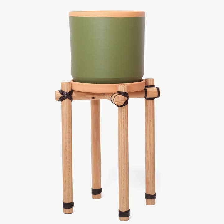 Casa Atlântica - Wholesale Plant Pot Stand - Wood and leather plant pot holder M2