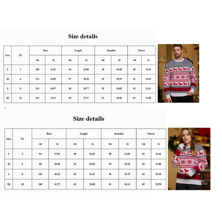 Masyal - Wholesale Knitted jumper – unisex - Couple Christmas Reindeer Jacquard Sweaters1