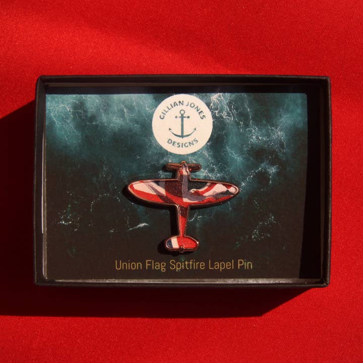 Spitfire Union Flag Limited Edition Lapel Pin for wholesale by Gillian Jones Designs