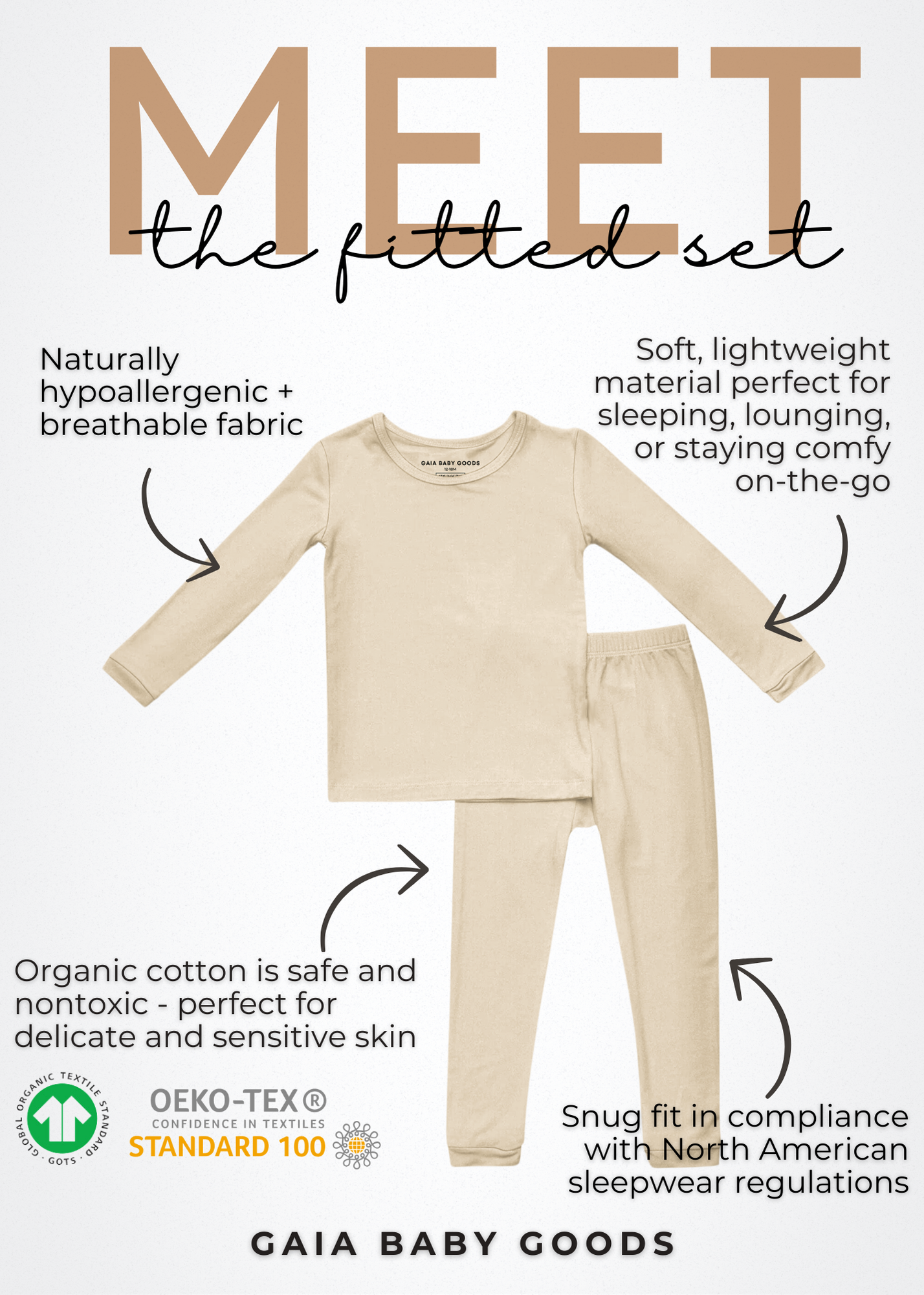 Gaia Baby Goods - Vente Haut et bas de pyjama – enfant - Pyjama en coton biologique pour bébés et tout-petits à imprimé football d'automne5