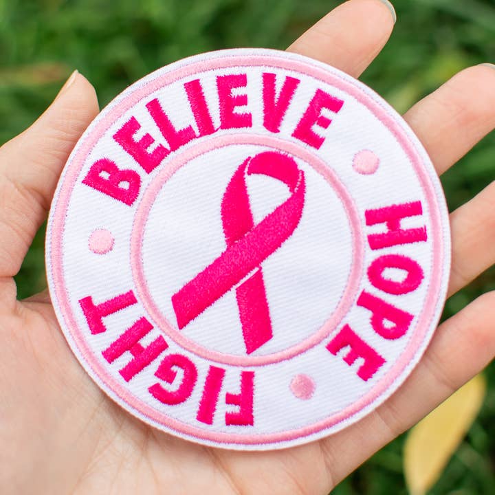 Believe Hope Fight Iron on Patch | Breast Cancer Awareness for wholesale by Rogue Society Apparel®️