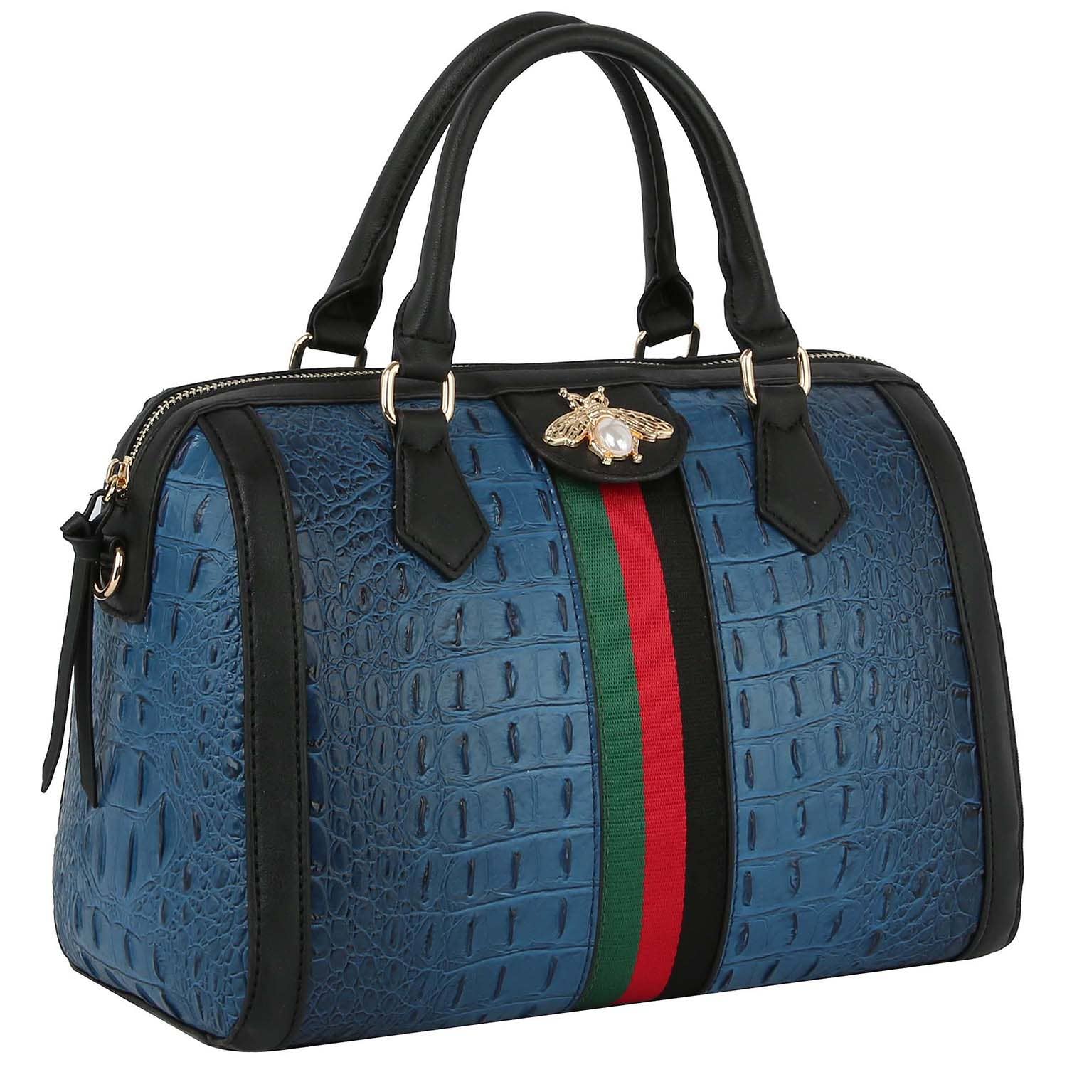 M&M HANDBAGS, LLC. – wholesale Satchel – Women's – DS0675  FASHION CROCO SATCHEL WITH BEE AND STRIPE8