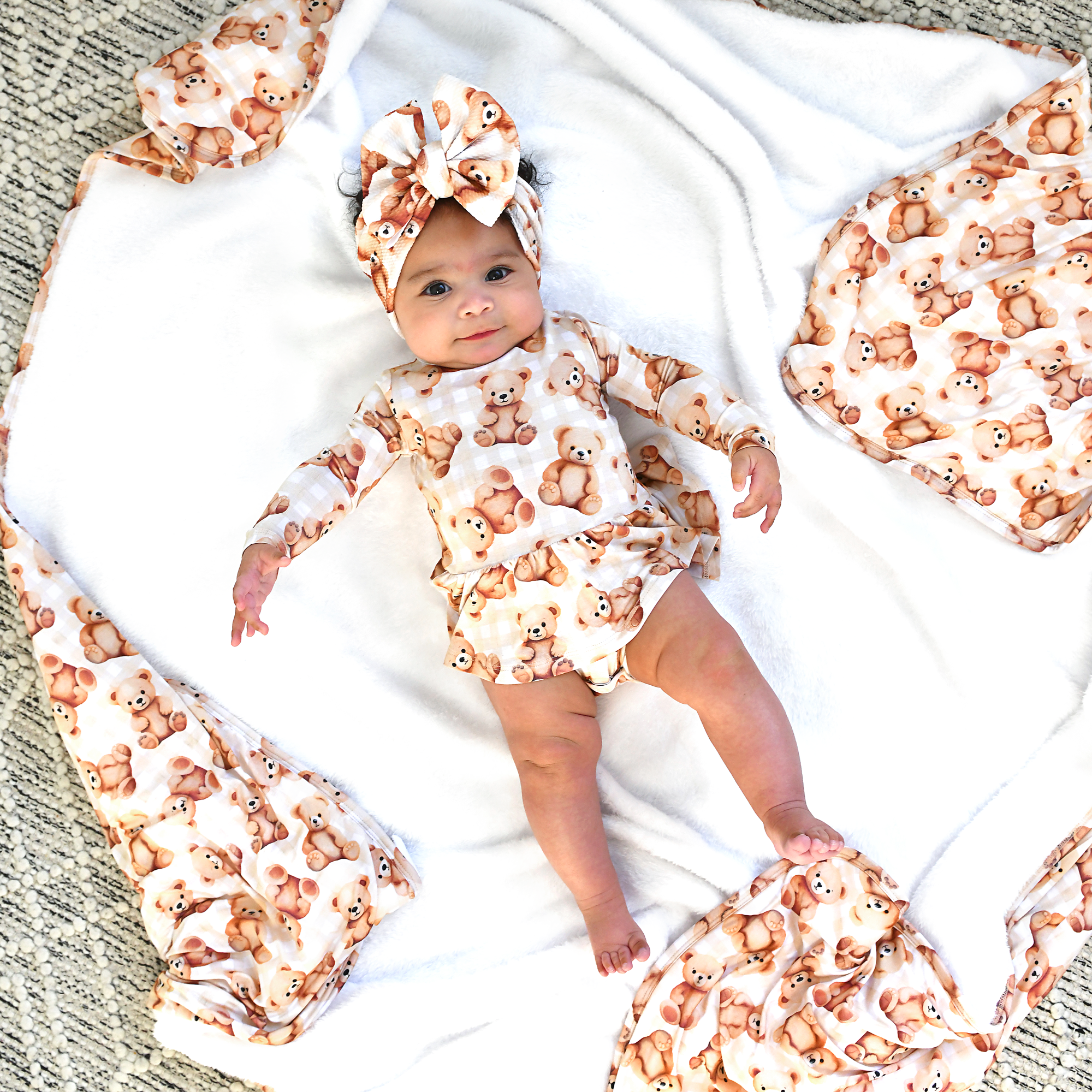 Gigi and Max - Venta al por mayor Falda tutú - Niños - Vestido de bebé de bambú Teddy Tutu Conjunto de oso marrón con broches7