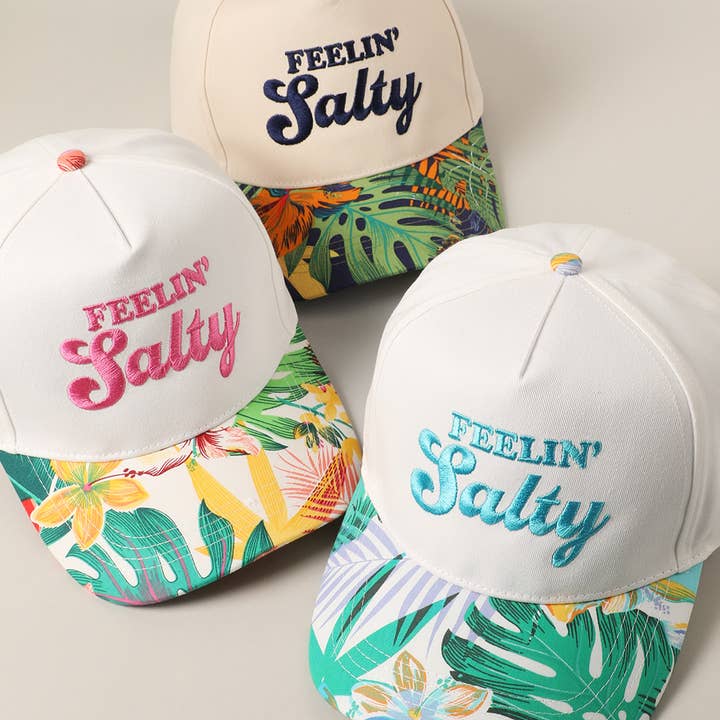 Feelin' Salty Letter Embroidery Floral Trucker Hat for wholesale by Fashion City