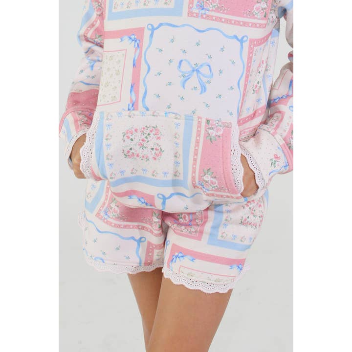 Blumenkachel-Print-Shorts für Mädchen im Teenageralter für den Großhandel von Paper Flower