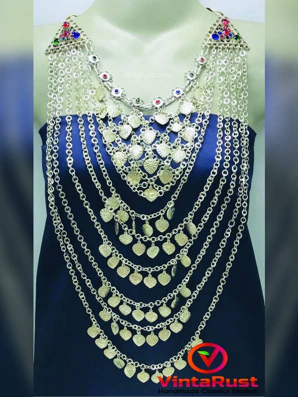 Vintage-Halskette, handgefertigte Kuchi-Halskette aus Silber für den Großhandel von vintarust