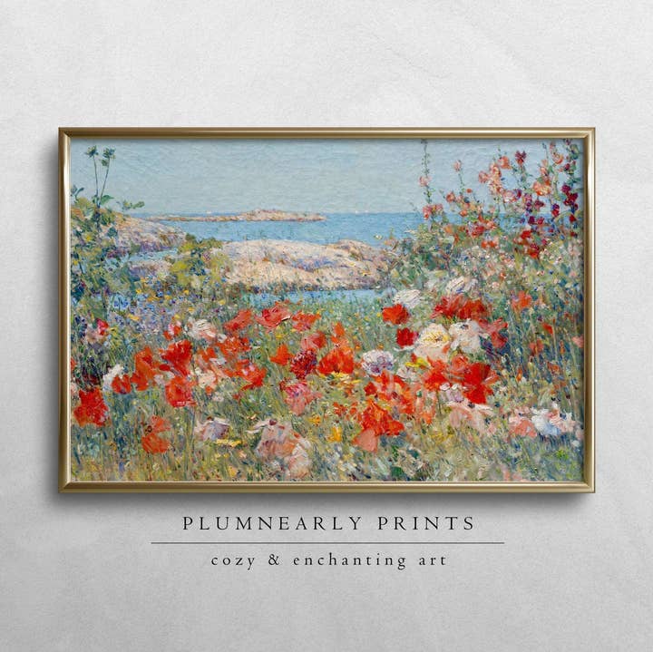Hassam Wildflower Sea Landscape Painting Art Print Poster 1 for wholesale by Plumnearly Prints