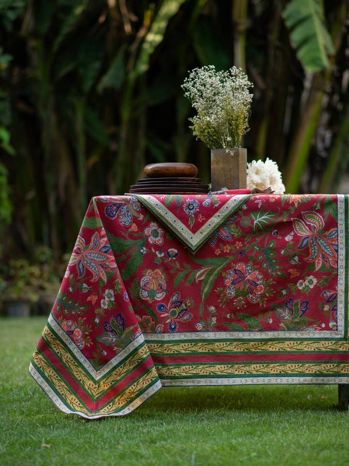 Hawaii Chili Pepper Red Tablecloth for wholesale by Handprint