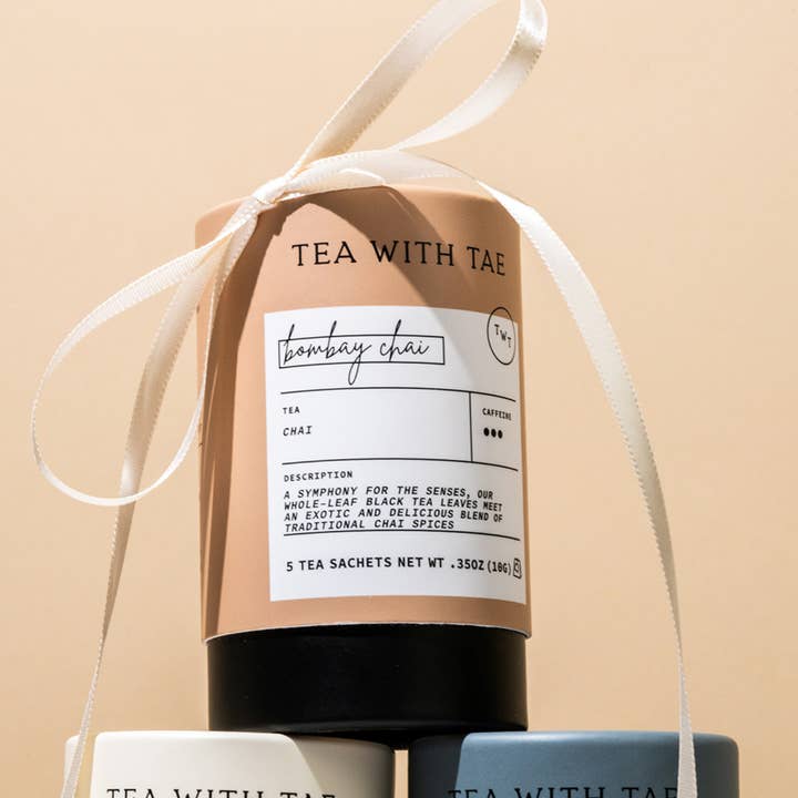 Tea with Tae - Wholesale Tea Bags - Bombay Masala Chai Black Tea Mini Tea Tube Gift (5 tea bags)