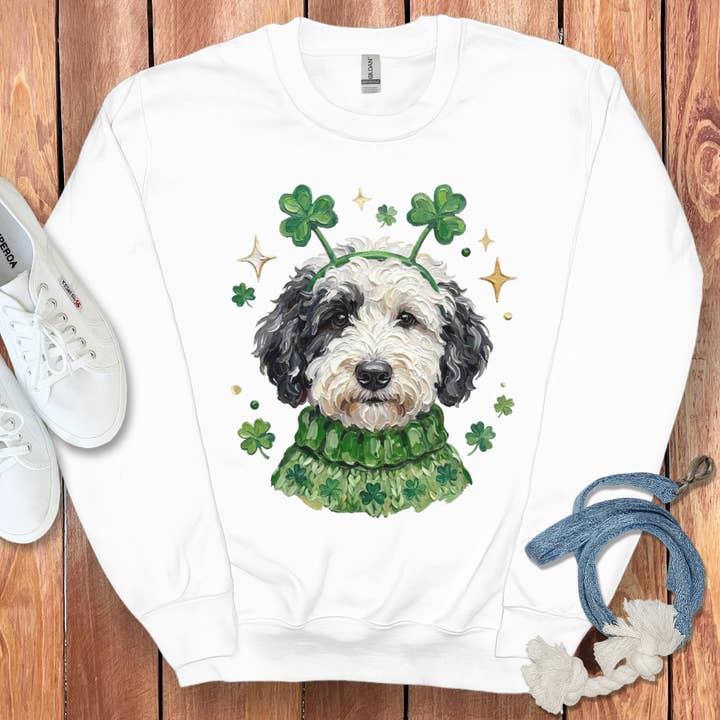 Lucky Parti Goldendoodle Sweatshirt for wholesale by Puppy Jo
