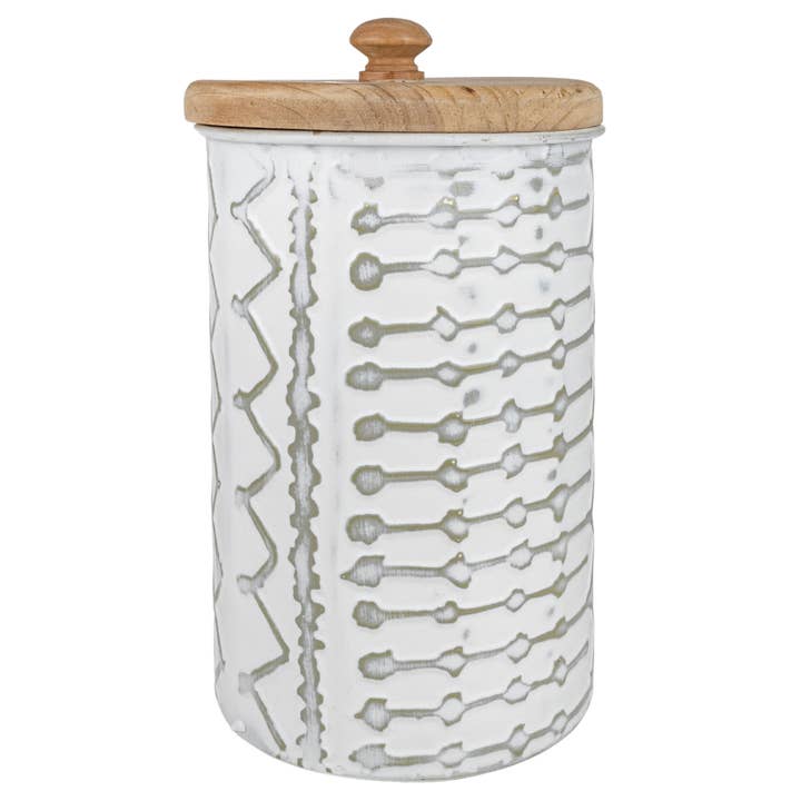 Foreside Home & Garden - Wholesale Canister - SALE - Aaliyah Gray Washed Canister Metal & Wood
