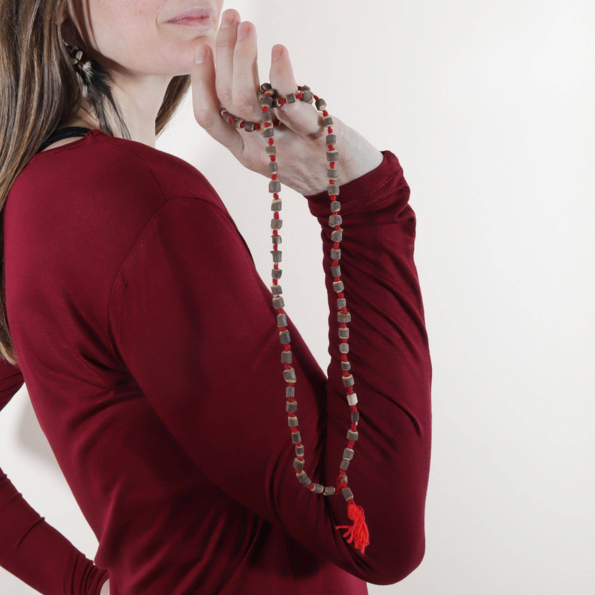 Tribal Trade GmbH - Wholesale Bib Necklace - Prayer chain cylinder wooden beads brown necklace mala necklace4