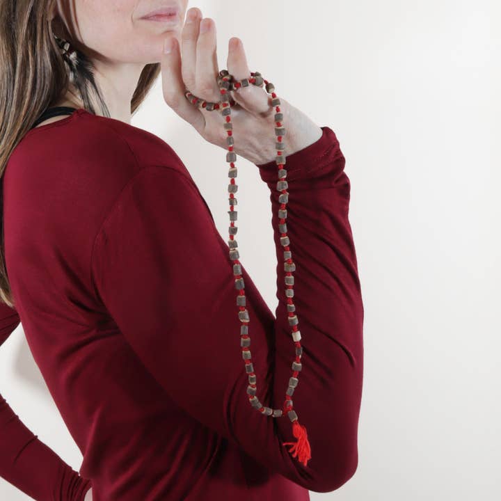 Tribal Trade GmbH - Wholesale Bib Necklace - Prayer chain cylinder wooden beads brown necklace mala necklace4