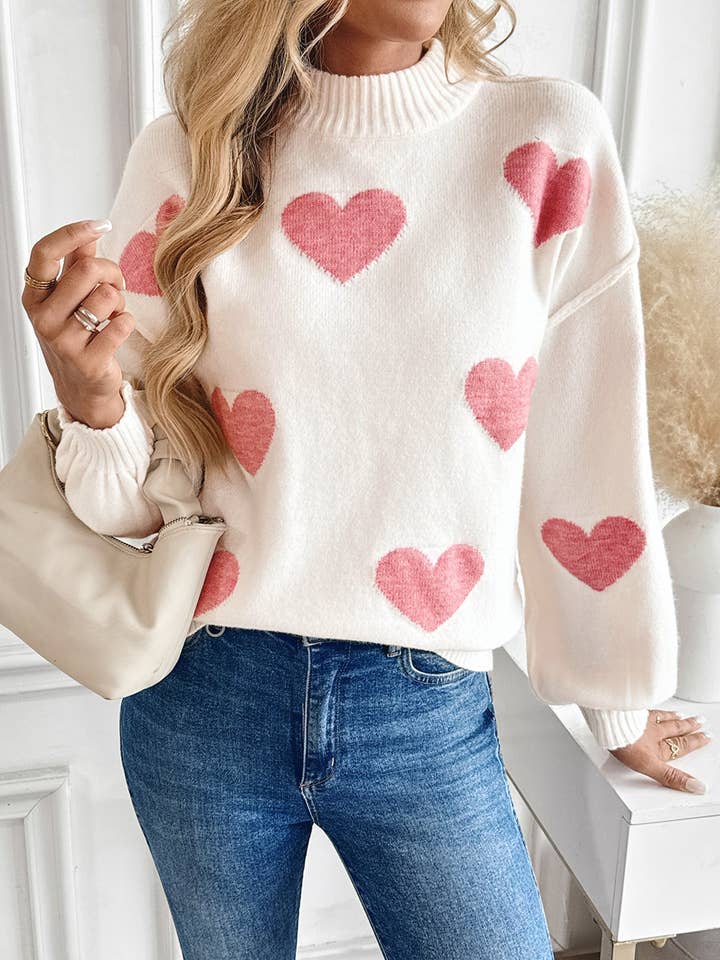 Mockneck Heart Sweater for wholesale by Gray Layne LLC