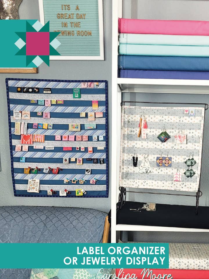 Organizador de Etiquetas y Muestrario de Pendientes en Tela Acolchada - Copia Impresa para venta al por mayor de Carolina Moore