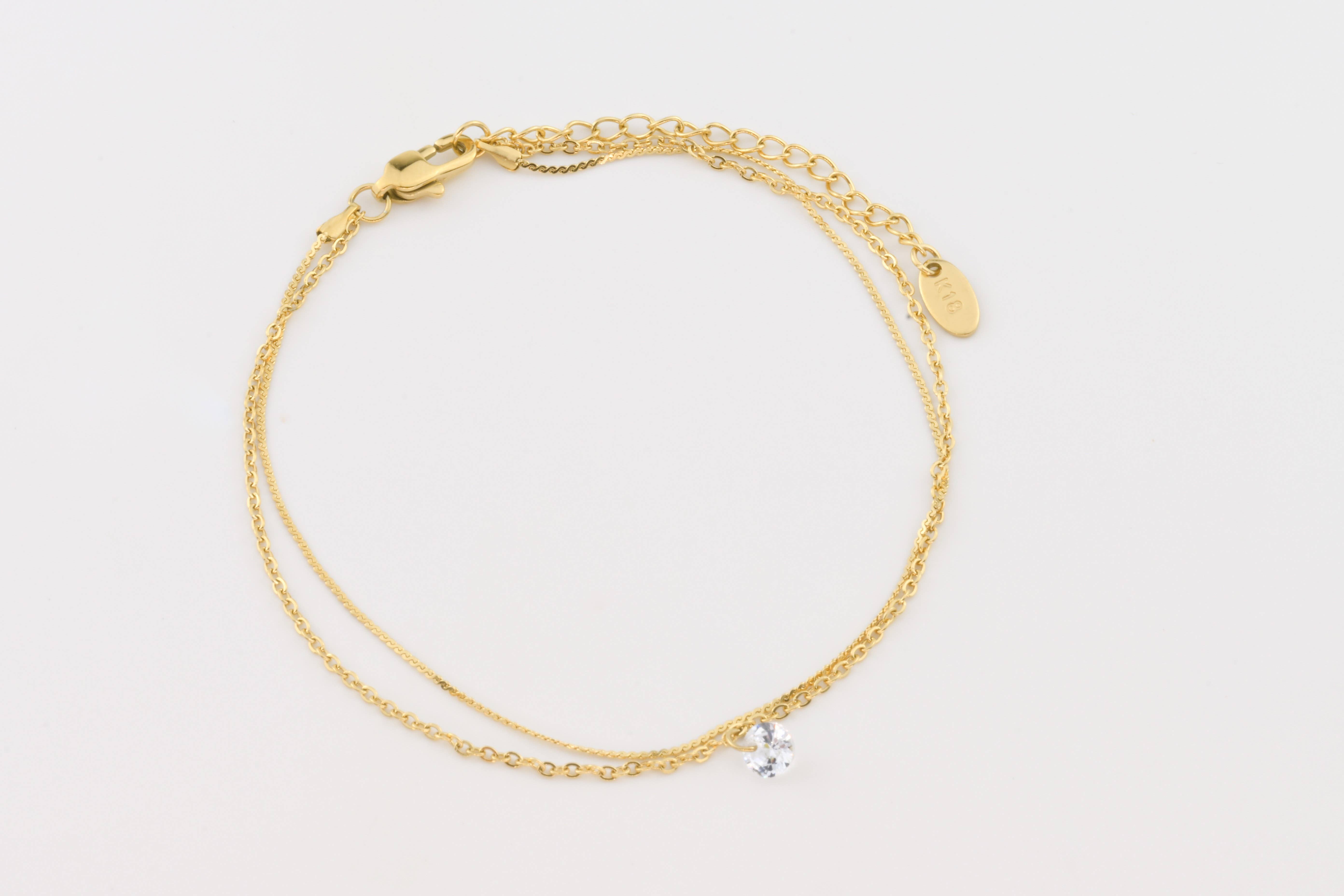 Blueyejewelry - Wholesale Anklet - Dainty CZ Anklet - 18k Gold Diamond Ankle Bracelet - 7