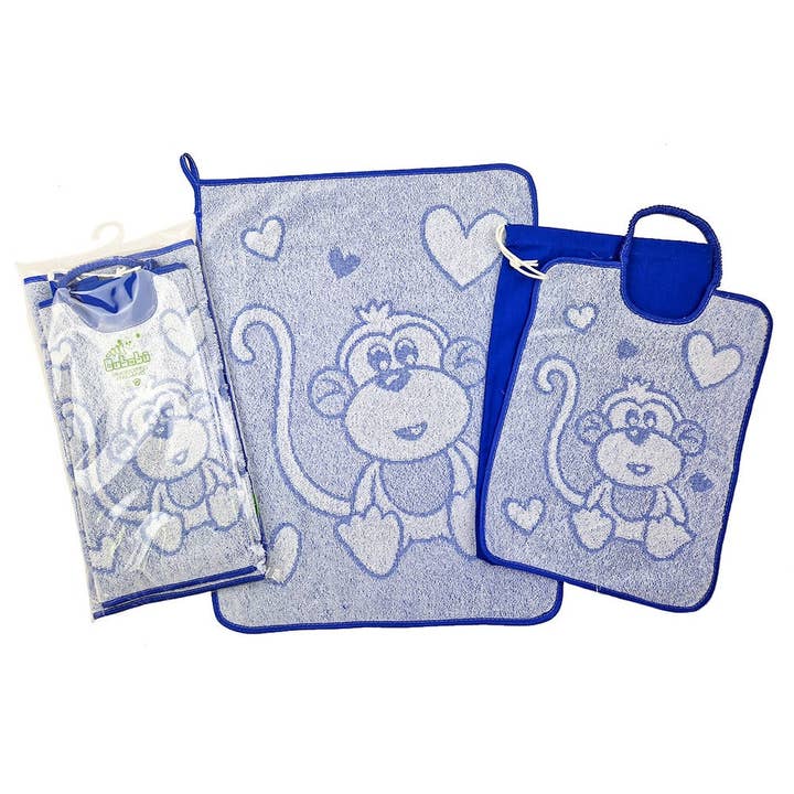 Almatex srl - Wholesale Hair Towel/Wrap - 3-piece set RALPH: Bib 36x34 cm with elastic + towel 40x50 cm + fabric bag 32x37 cm4