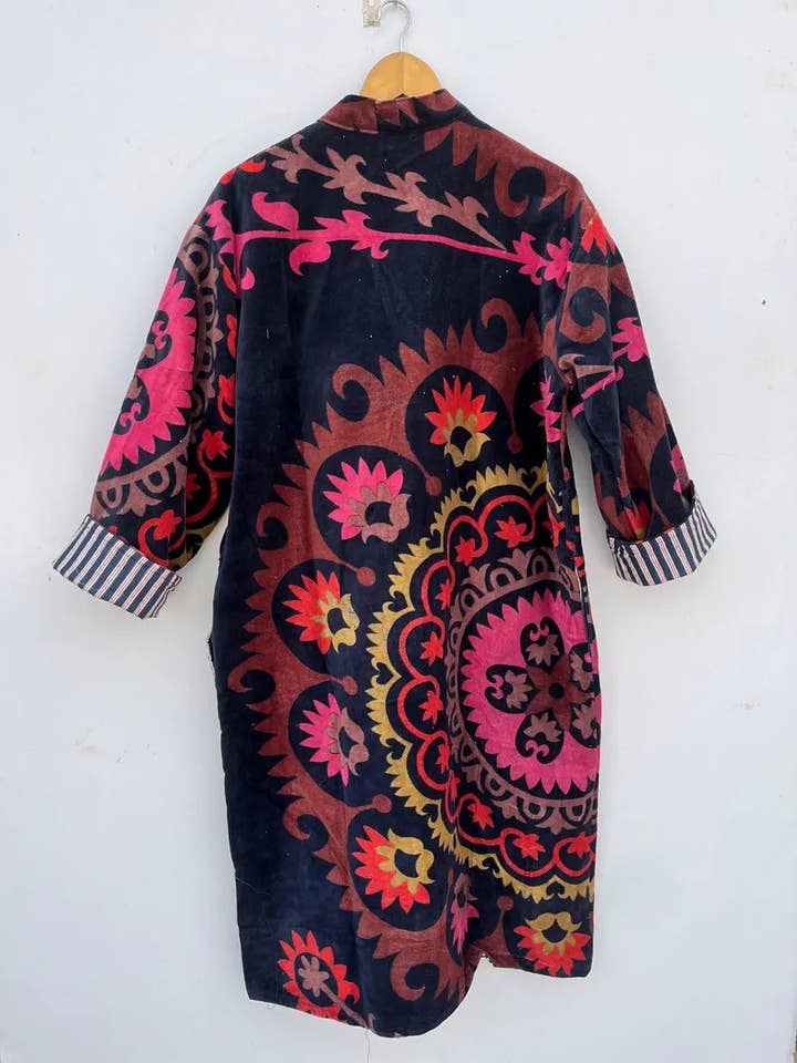 bhavnas boutique - Wholesale Kimono - Women's - Indian Handmade Velvet Kimono Printed Night Wear Gown